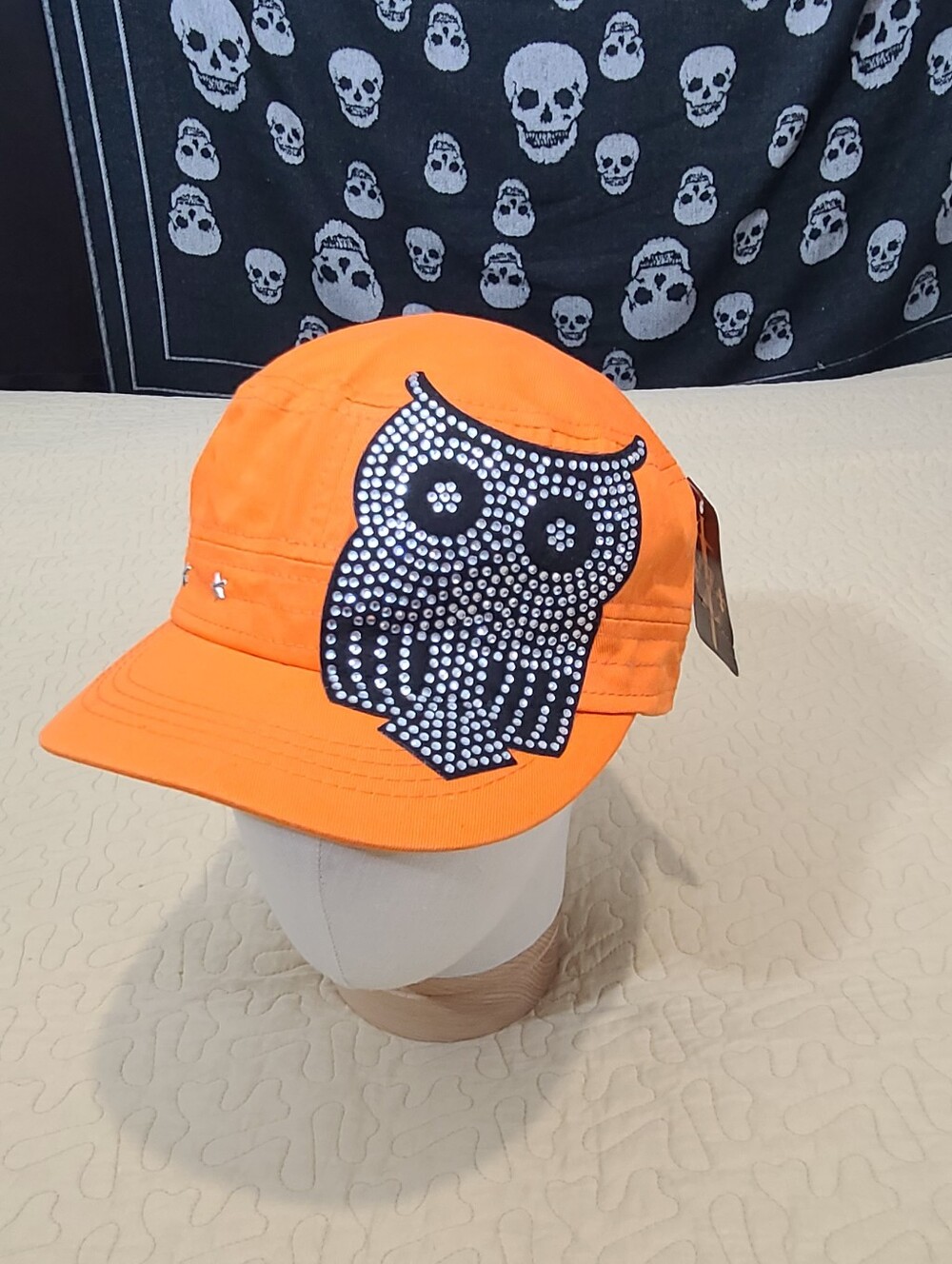 Rhinestone Owl studded cadet hat
